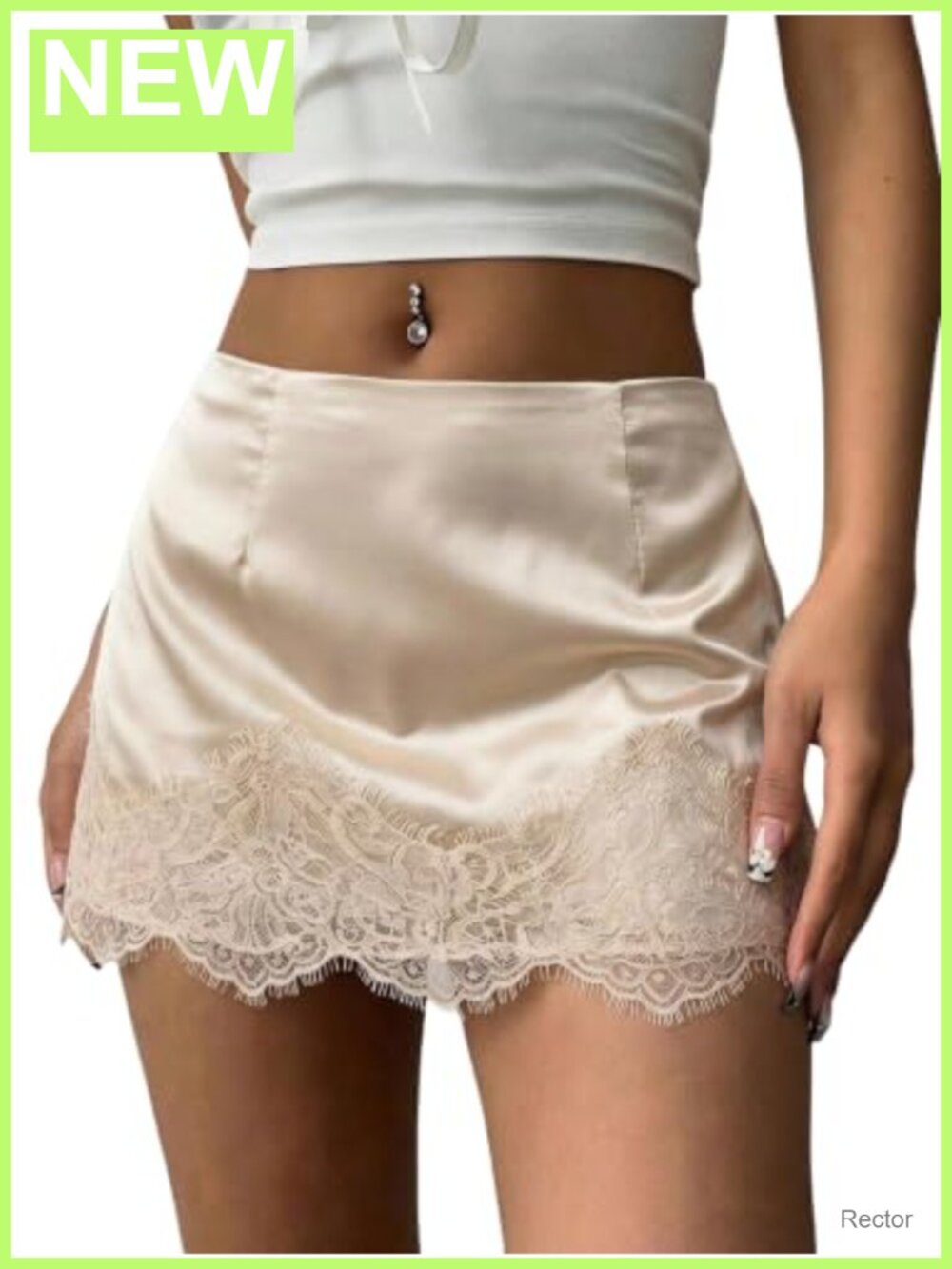 Lace Trim Satin Low Rise Mini Skirt Y2K Party Night Out
